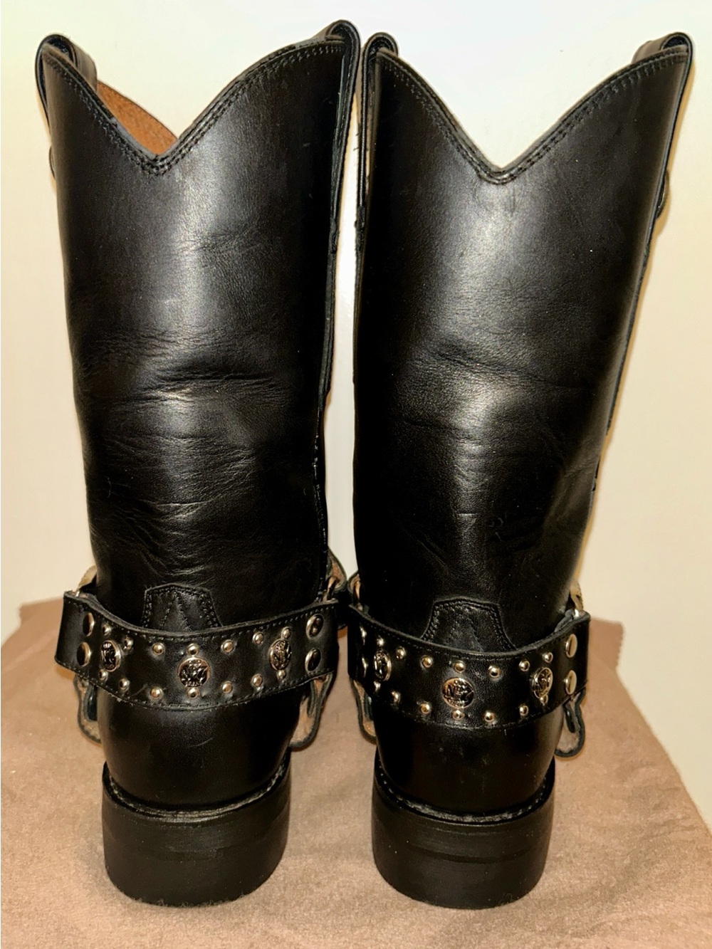 Jack Daniel's Old No. 7 Black Leather Harness Cowboy Boots. Vintage, size 9EE - Picture 4 of 15